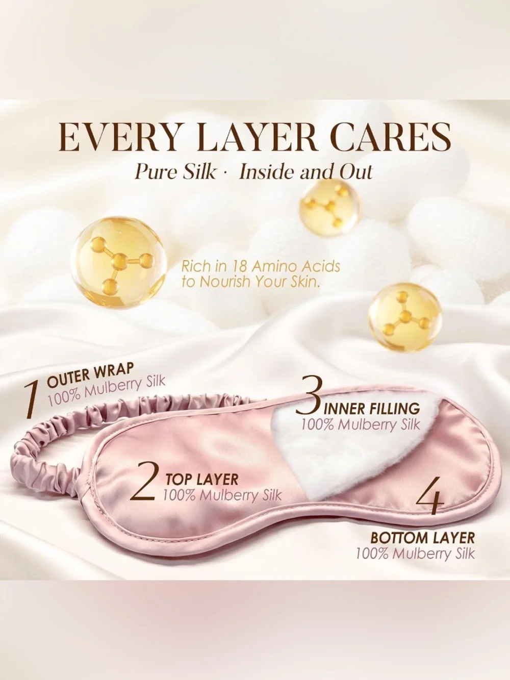 Mulberry Silk Pink Sleep Mask for Women - Luxe Light-Blocking Eye Mask